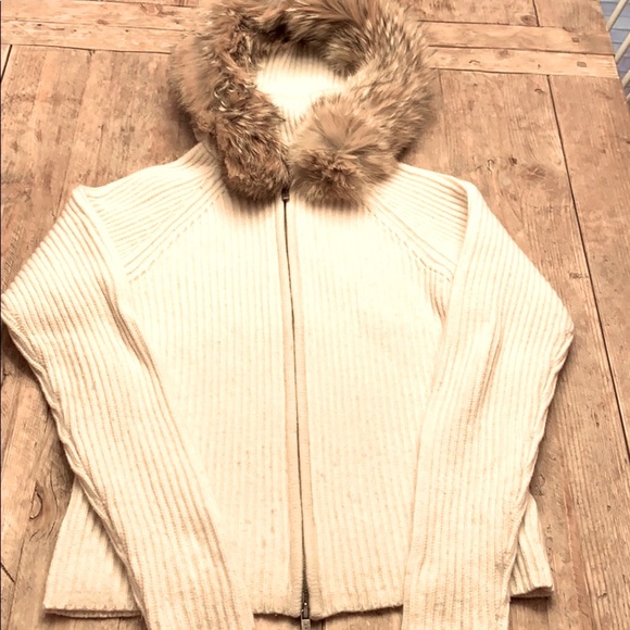 Ralph Lauren zip front sweater with coyote trim - Picture 2 of 5